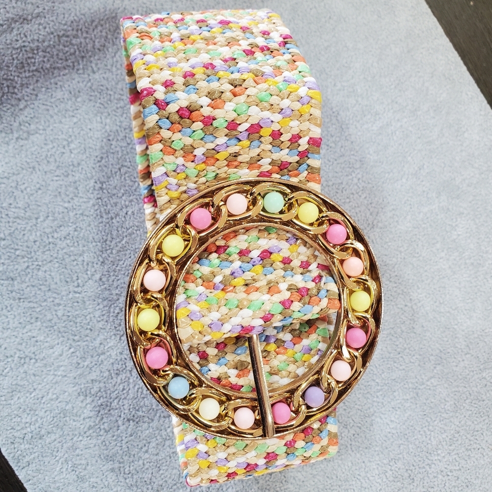 Chic Colorful Boho Staw Buckle Belt - Picture 5 of 5